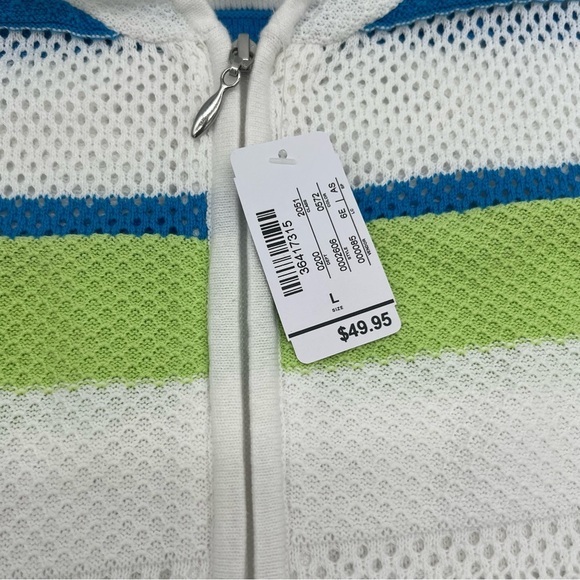 Christopher & Banks Striped Open-Knit Zip Hoodie – Size L – 100% Cotton – NWT - Picture 5 of 11